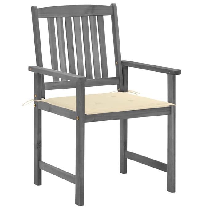 vidaXL - Tuinstoelen - 4 - st - met - kussens - massief - acaciahout - grijs