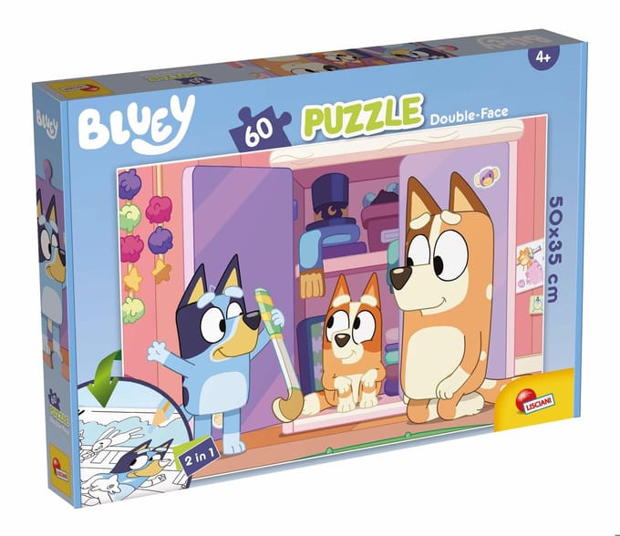 Lisciani. Bluey dubbelzijdig puzzel. 60 stuks