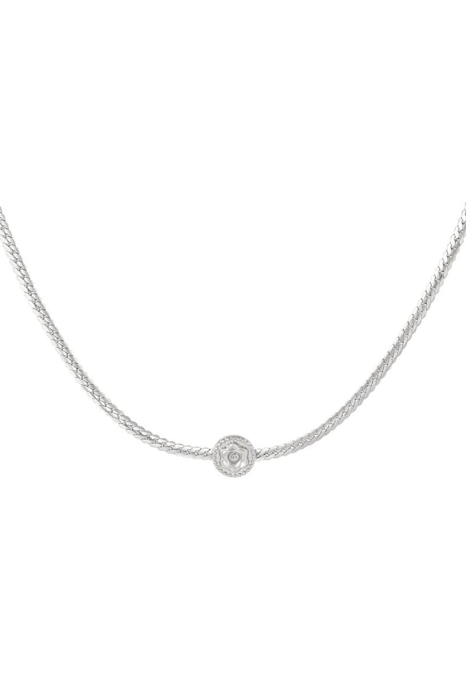 Ketting - roos - roestvrijstaal - Zilver- yehwang