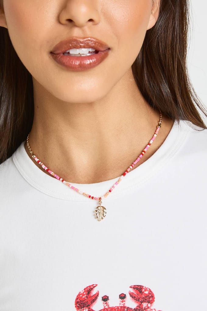 boohoo Dames Roze Kralenketting Met Hanger