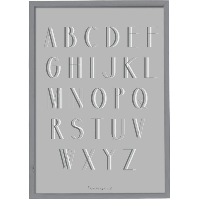 Bloomingville - Tekstbord - Alfabet - Hout/Plexiglas - Grijs