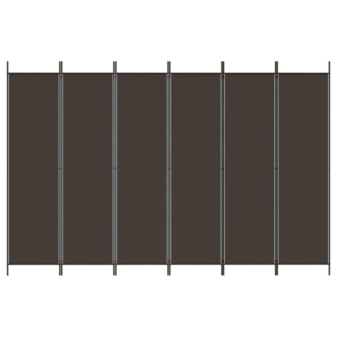 vidaXL - Kamerscherm - met - 6 - panelen - 300x200 - cm - stof - bruin