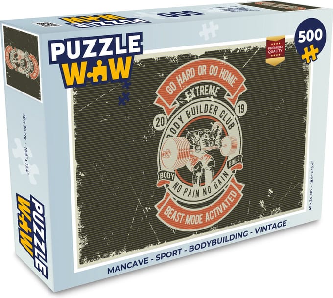 Puzzel Mancave - Sport - Bodybuilding - Vintage - Legpuzzel - Puzzel 500 stukjes