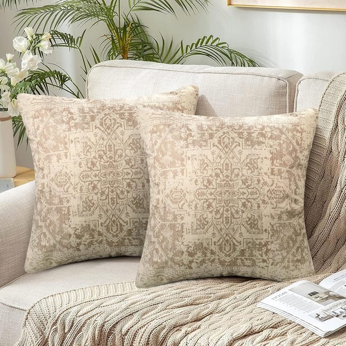 Boho Kussenhoezen - Retro Design - Set van 2 - 40x40 cm - Linnen