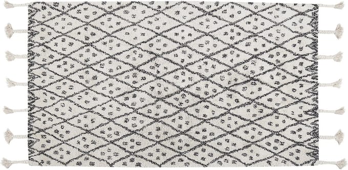 AGADIR - Laagpolig vloerkleed - Gebroken wit - 80 x 150 cm - Katoen