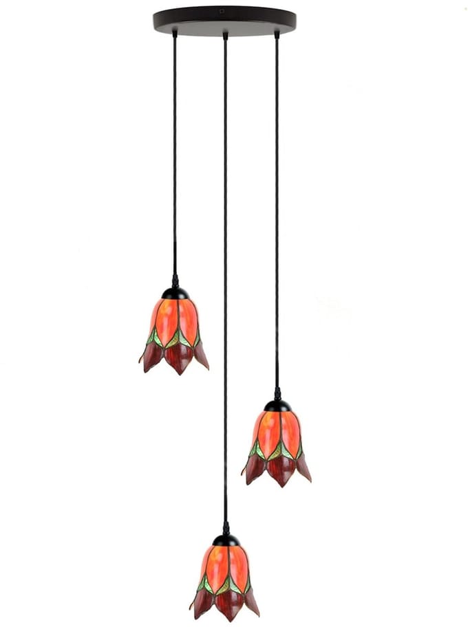 Tiffany Kroonluchter Lovely Flower Red 3 - Art Deco Trade