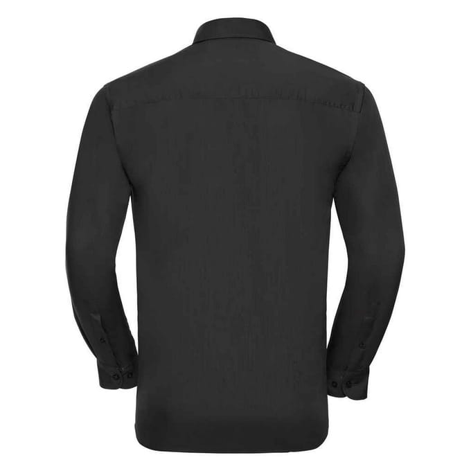 Russell Collection Heren Poplin Easy-Care Formeel Overhemd (Zwart)