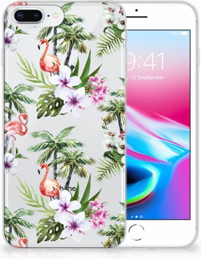 Apple iPhone 7 Plus | 8 Plus TPU Hoesje Flamingo Palms