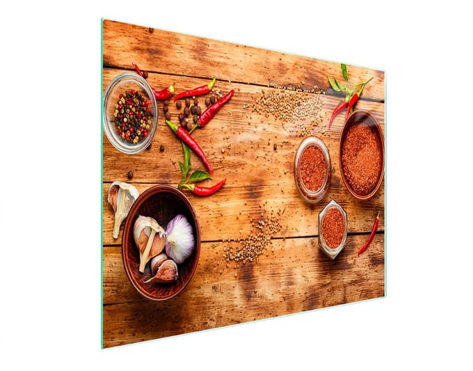 TMK ArtDeko Serie - Glas Snijplank - 52x30cm - Chilli Motief - Hittebestendig