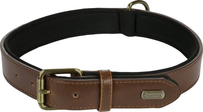 Hond Halsband met neopreen Lyabo Bruin XXL 52-62cm 30mm