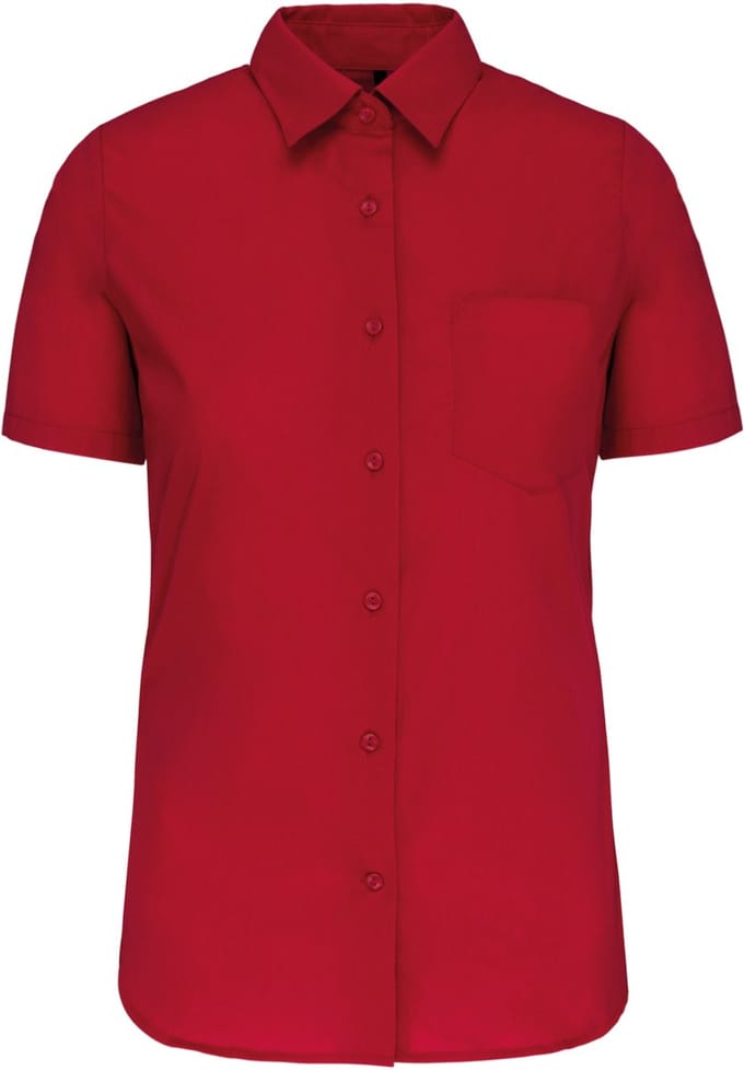 Kariban Dames Poplin Blouse Korte Mouwen K544 - Classic Red - 3XL