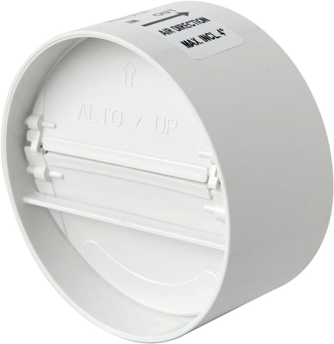 Terugslagklep ABS met Compensatie Afdichting voor Ventilatiebuis 100-110 mm Wit