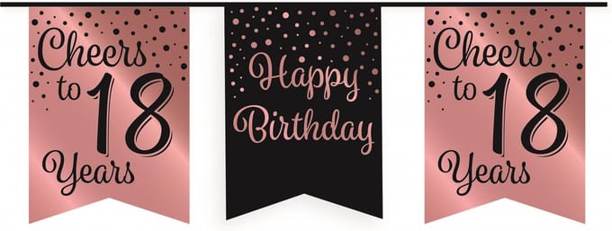 Party flag banner rose/black - 18