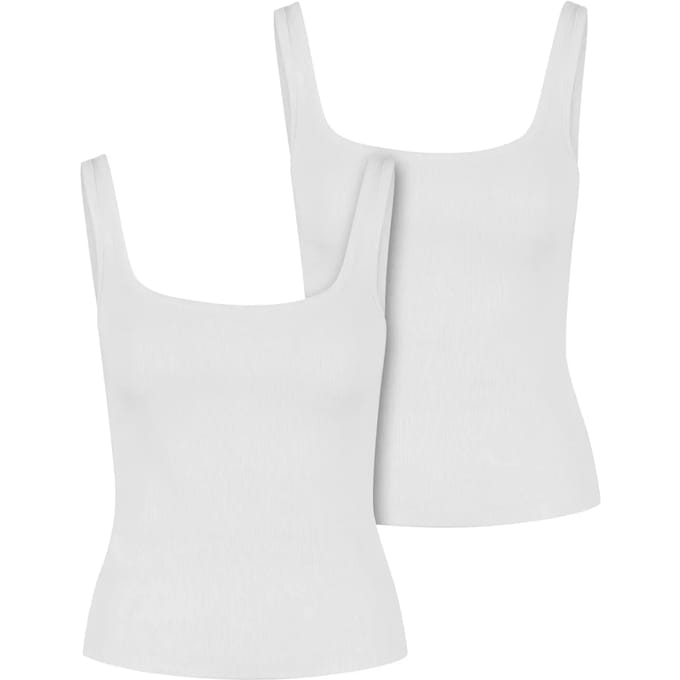 Urban Classics Wide Neck Rib (Set van 2) Dames Top - wit - M