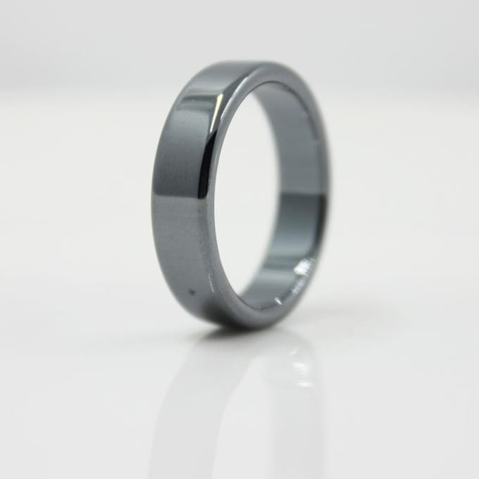 Mode Sieraden Grade AAA Kwaliteit Gladde 6 mm Breedte Platte Hematiet Ringen 10 zwart