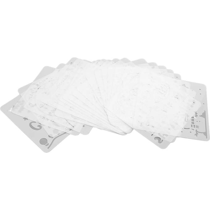 24pcs Pochoir Mural Réutilisable PET Lavable Thème de Noël Modèle pour Artisanat Projets DIY white