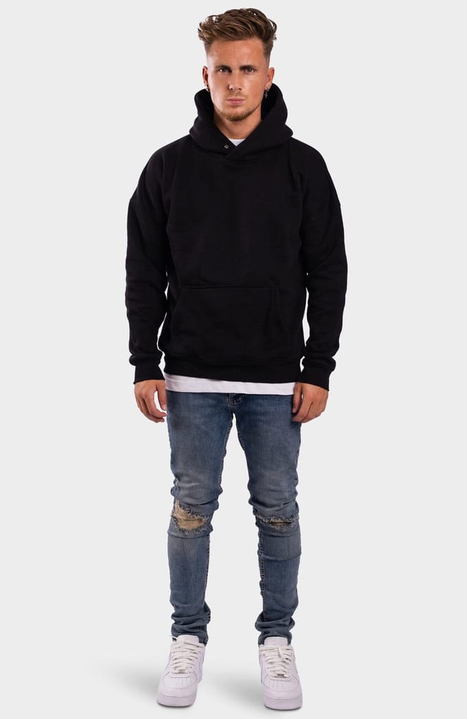 RK BLANK HOODIE BLACK OVERSIZED