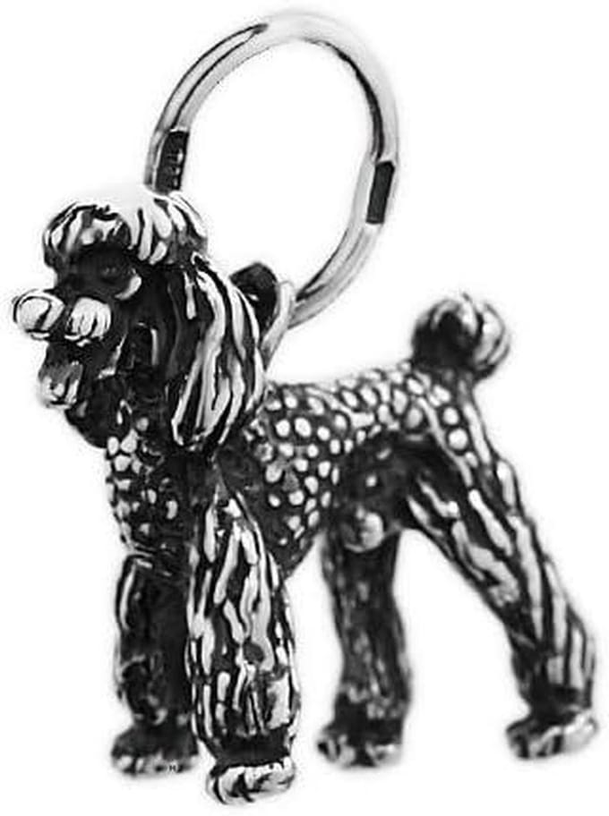 NKlaus silver 925 sterling silver chain pendant dog poodle solid 6303, Sterling Silver, No Gemstone
