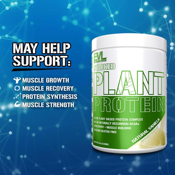 EVLution Nutrition, Stacked Plant Protein, Natuurlijke Vanille, 300g (0,66 pond)