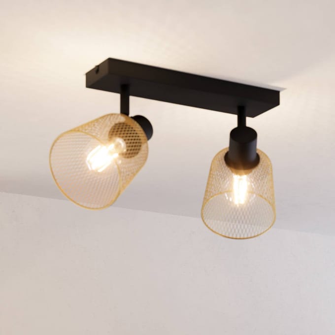 EGLO Coslada Spot - E27 - 32 cm - Zwart|Goud - mesh