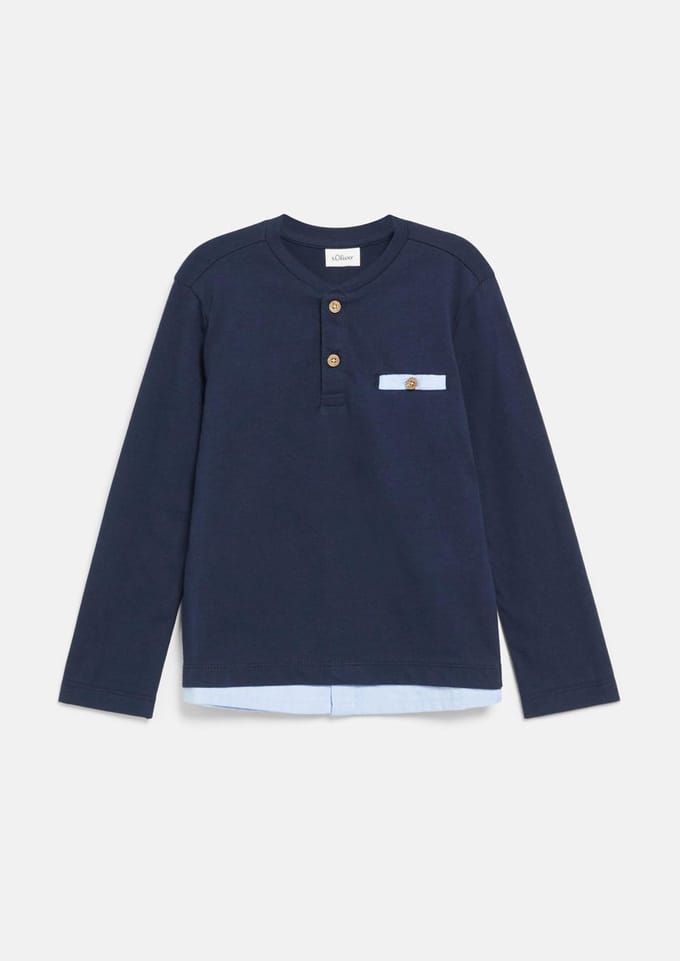 T-shirt Henley met gelaagd effect en paspelzak voor kinderen s.Oliver