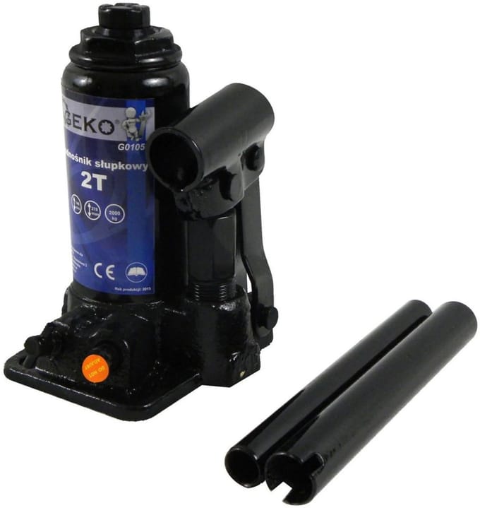 GEKO Hydraulische fleskrik - 2 ton - compact ontwerp - automatische veiligheidsklep