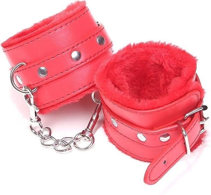 BDSM bondage - SM Pluche Handboeien - Rood