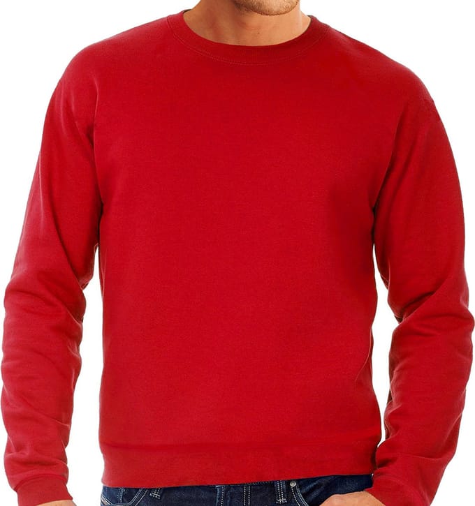 Grote maten sweater / sweatshirt trui rood met ronde hals voor heren - rode - basic sweaters XXXXL