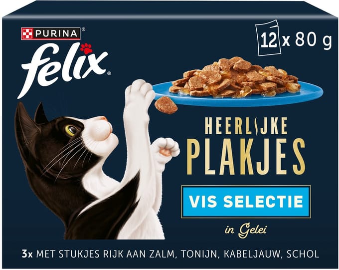 Felix Heerlijke Plakjes Vis selectie - Kattenvoer Nat - Zalm - 48 x 80 g