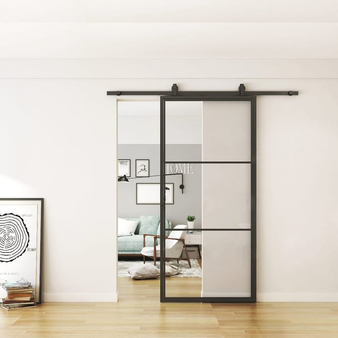 Schuifdeur - Staal - 3 Vlaks - Helder Glas