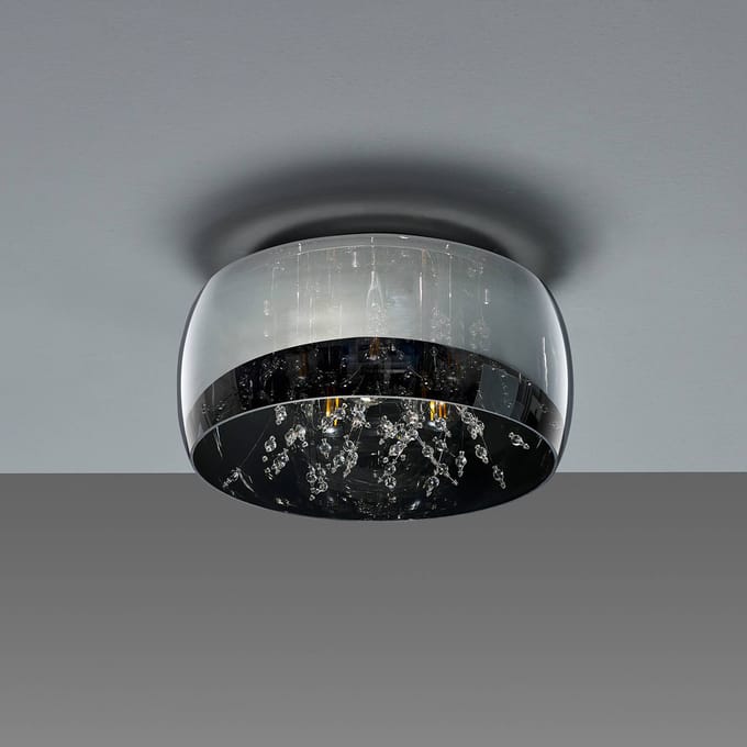 Trio Lighting Plafondlamp Crystel van glas, chroom, Ø 34 cm