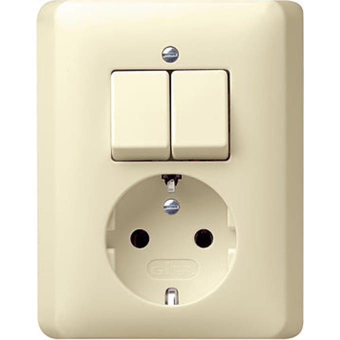 Gira Combinatie-Serie Wandcontactdoos Standaard 55 Creme Wit - 017501 - E3HB8