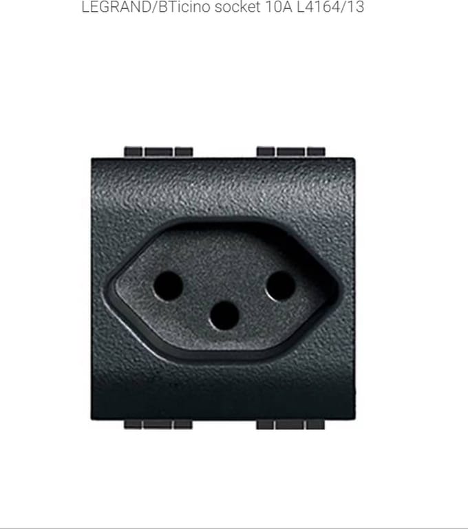 Legrand/BTicino - Wandcontactdoos - 250 V e.c., type 13, 2-modulair - antraciet