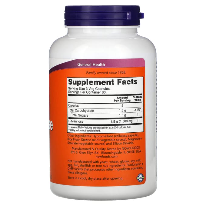 Now Foods - D-MANNOSE 500MG. 240 CAPS