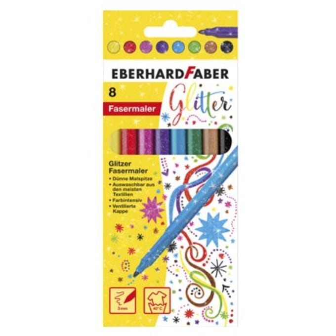 Eberhard Faber viltstiften - Glitter - 8 stuks - uitwasbaar - EF-551008