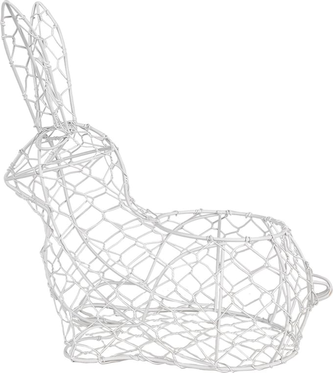 Clayre & Eef Eiermand Konijn 30 cm Wit Metaal