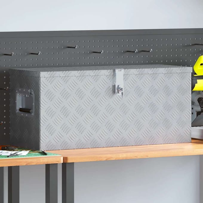 vidaXL - Aluminium - kist - 80x30x35 - cm - zilverkleurig