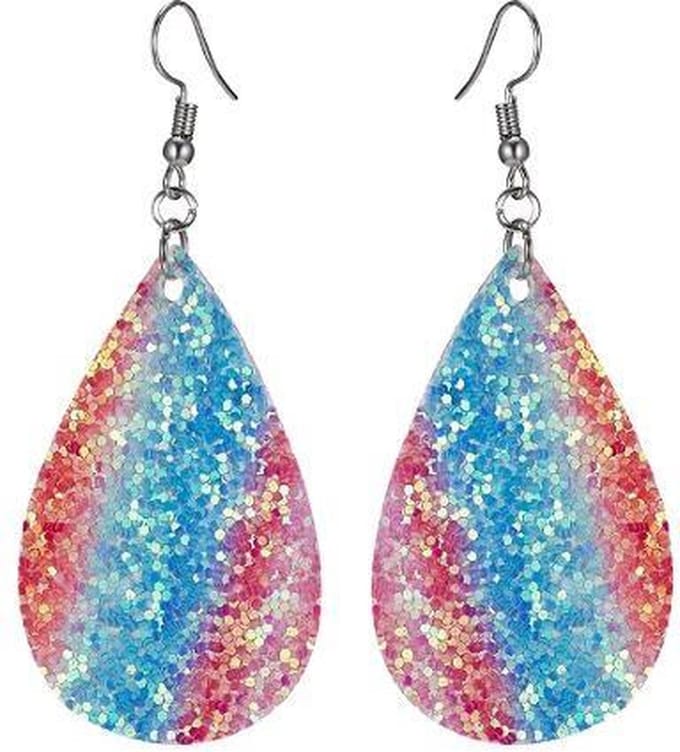 Fako Bijoux® - Oorbellen - Druppel - Glitter - Kunstleer - Pastel