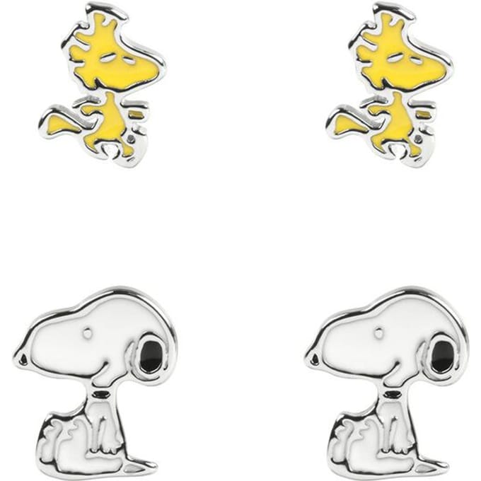 Peanuts Snoopy & Woodstock Unisex Oorbellenset - wit/geel - Standard
