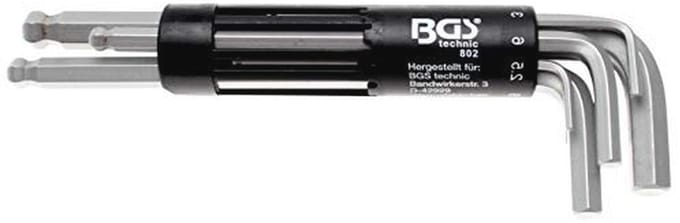 Stiftsleutelset met kogelkop - lang - inbus 2-10 mm - 8-dlg.