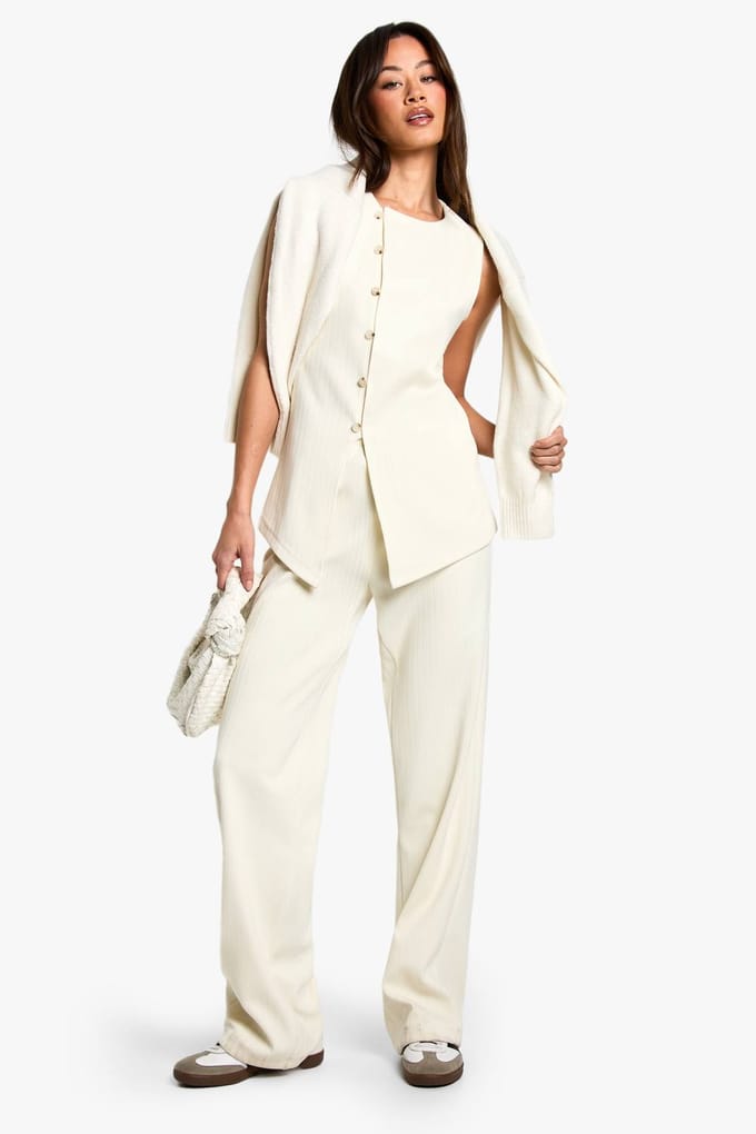 boohoo Dames Tall Cord Vest | Ivory | Maat: 8