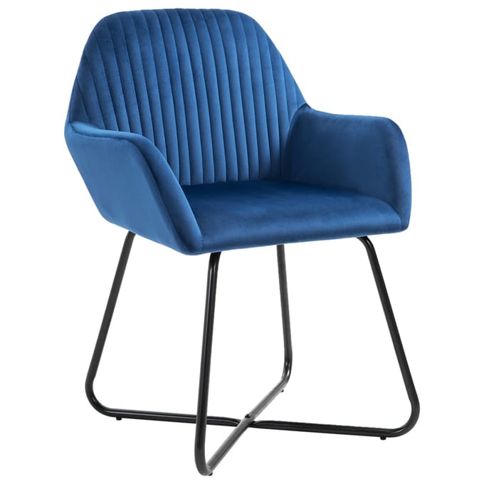 vidaXL - Eetkamerstoelen - 6 - st - fluweel - blauw