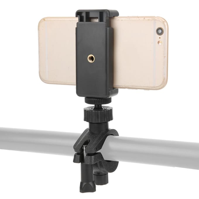 Verstelbare Richting Platte Mobiele Telefoonklem met O-Type Vaste Beugel voor Cellphone Video Opname black