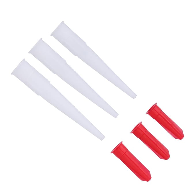 12 Stuks Kitspuitmonden ABS Lijmtips Vervanging met Dop Afdichtmiddel Lijm Accessoires white