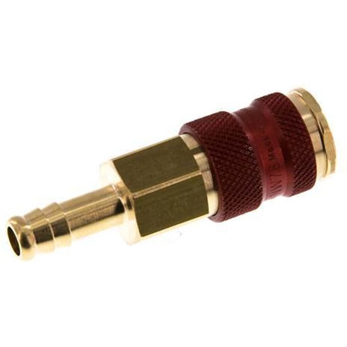 Messing DN 7.2 (Euro) Rood-Coded Luchtkoppeling Snelkoppeling 9 mm Slangpilaar