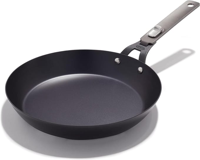 Koolstofstalen Koekenpan - Bakplaat Pan - Buiten Koken - Afneembaar Handvat - 10 Inch Diameter