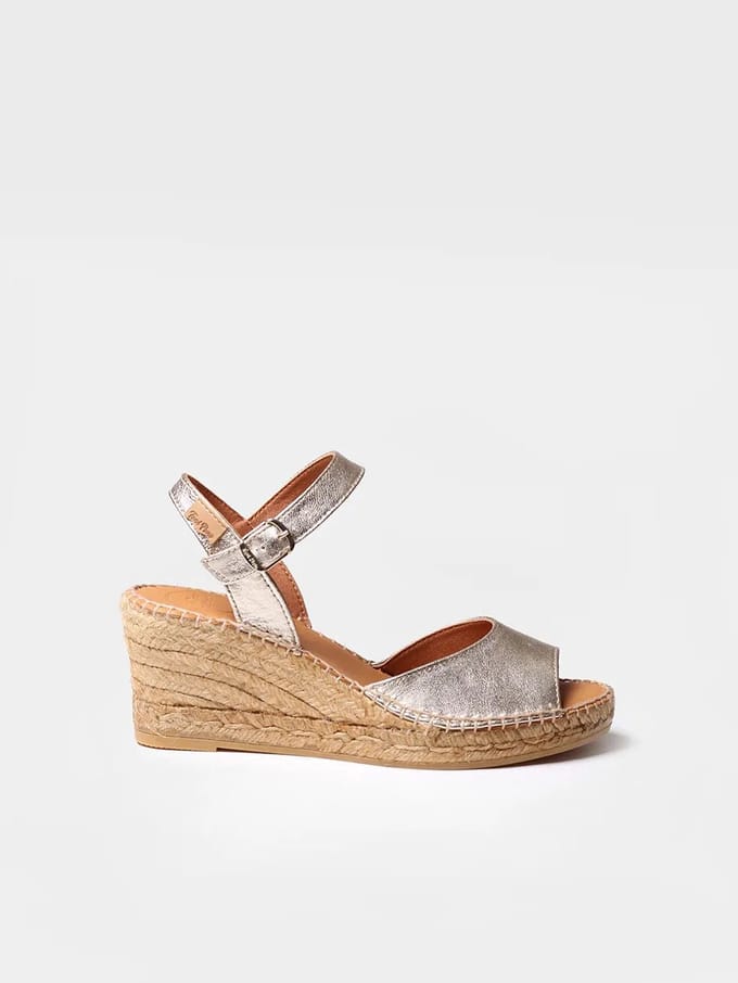 Dames leren espadrille met sleehak | SIA-P