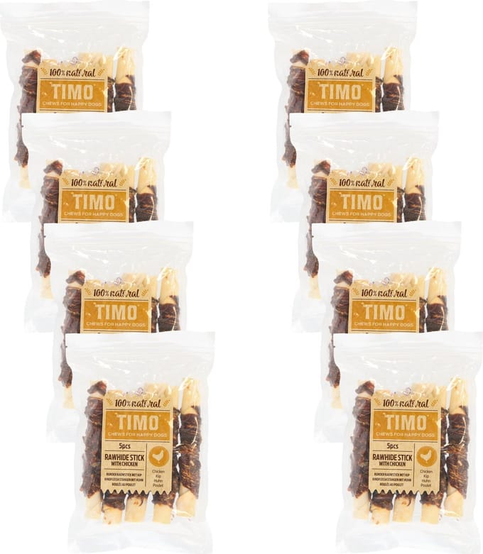Timo Runder Kauwstick - Hondensnacks - 8 x Kip 12 cm 150 g 5 stuks