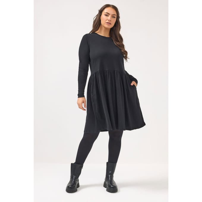 Yours Zwarte Peplum Minijurk Size 46