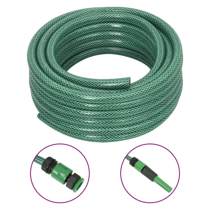 vidaXL - Tuinslang - met - koppelingsset - 0,5'' - 20 - m - PVC - groen